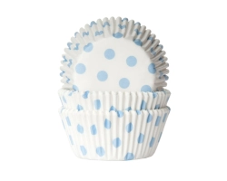 Baking cup Polkadots white/baby blue 50x33 mm