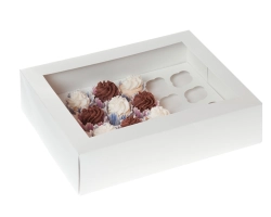 24 mini cupcakebox WHITE with window 9 cm height