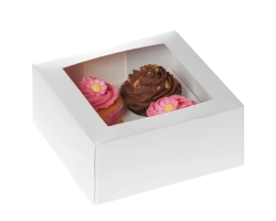 4 cupcakebox white with WINDOW height 9 cm