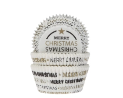 Baking cups Typo Christmas black/gold 50x33mm