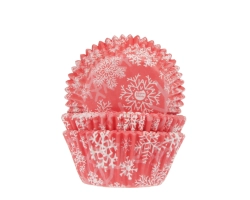 Baking cups snow crystal red 50x33mm