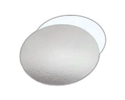 Rond cakeboard zilver en glanzend wit dubbelzijdig 25 cm -1.5 mm