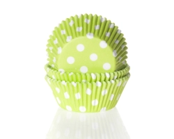Baking cup Polkadots lime green 50x33mm
