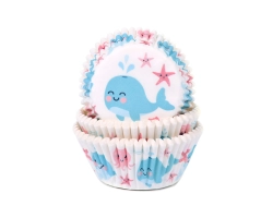 Baking cups Whale/Gender reveal 50x33mm