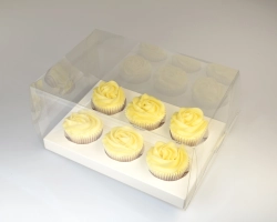 Transparante 12 cupcakedoos extra hoog 14cm