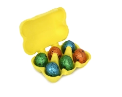 (kwartelei) eierdoos 6 gaten GEEL biobased