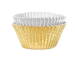Baking cups folie goud/zilver