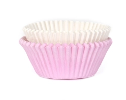 baking cups roze/wit