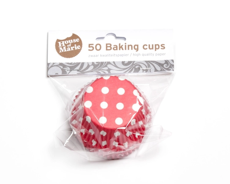 Baking cup Polkadots red 50x33 mm