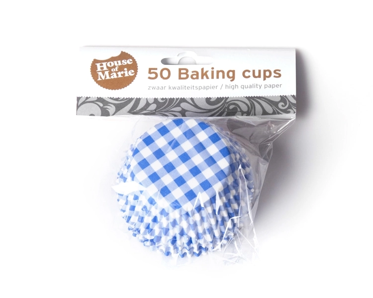 Baking cup Gingham blue 50x33 mm