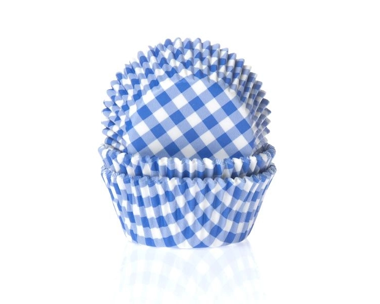 Baking cup Gingham blue 50x33 mm