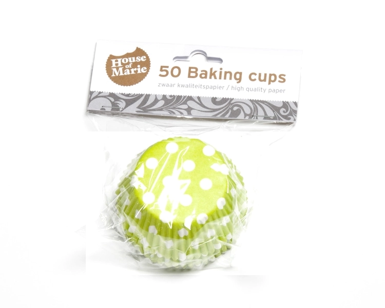Baking cup Polkadots lime green 50x33mm