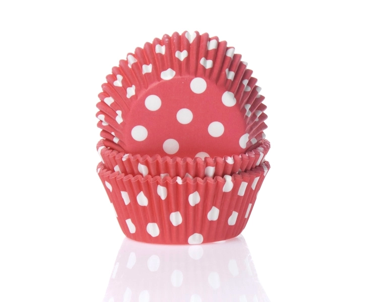 Baking cup Polkadots red 50x33 mm