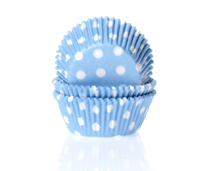 Baking cup Polkadots Aqua blue 50x33 mm