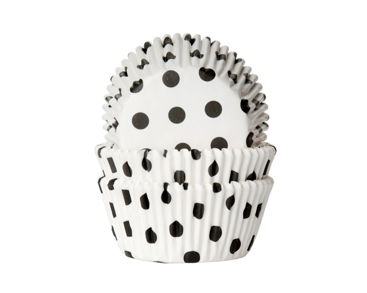 Baking cup Polkadots white/black 50x33 mm