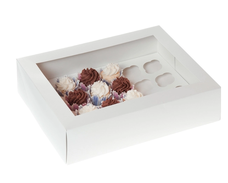 24 mini cupcakebox WHITE with window 9 cm height
