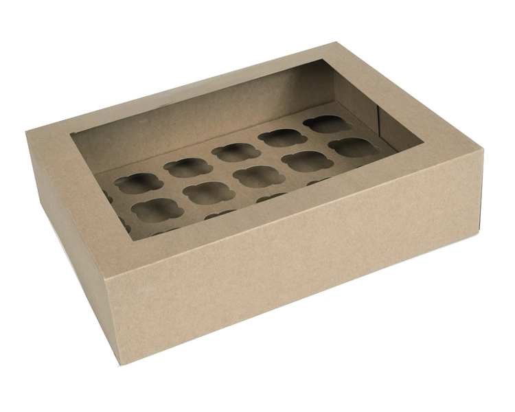 24 mini cupcake box Kraft paper with PLA window