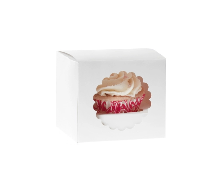 1 cupcake box WHITE with window and inserts