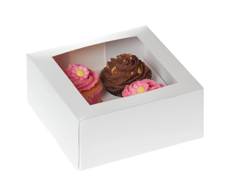 4 cupcakebox white with WINDOW height 9 cm