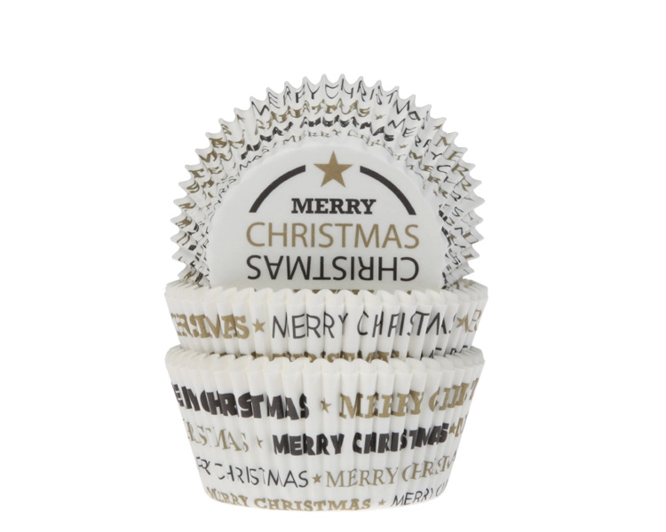 Baking cups Typo Christmas black/gold 50x33mm