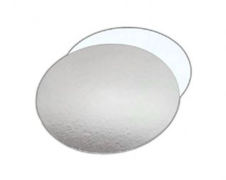 Round cakeboard silver and white 25 cm -2.5mm