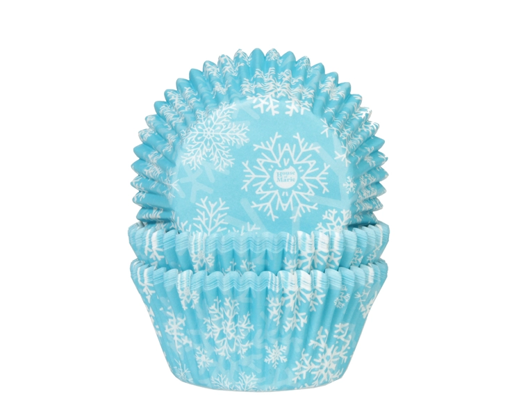 Baking cups snow crystals blue 50x33 mm