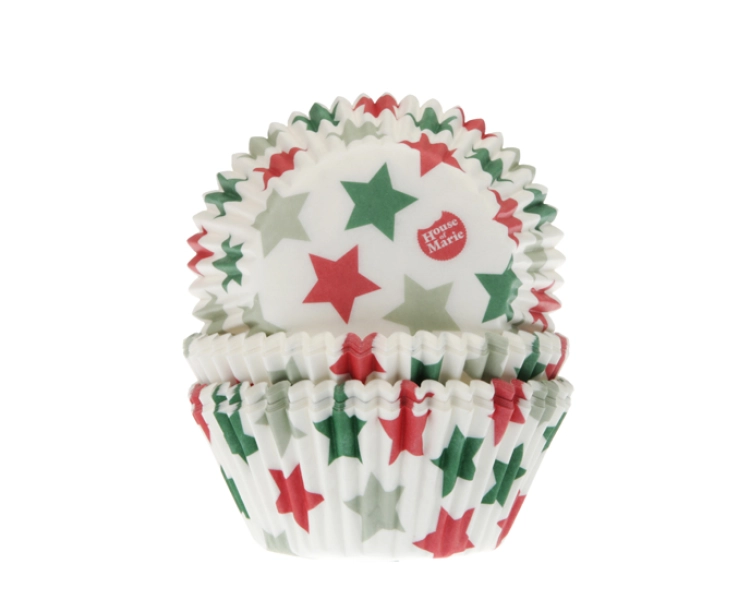 Bulk baking cups Large Stars 50x33 mm (Christmas)