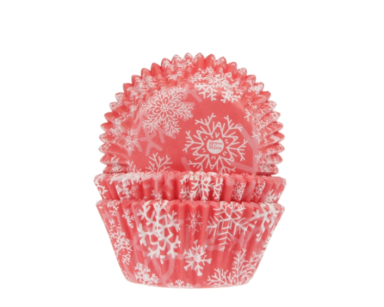 Baking cups snow crystal red 50x33mm