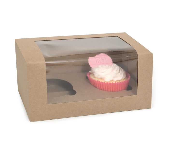 Eco Line 2 Cupcake Window Box Kraft