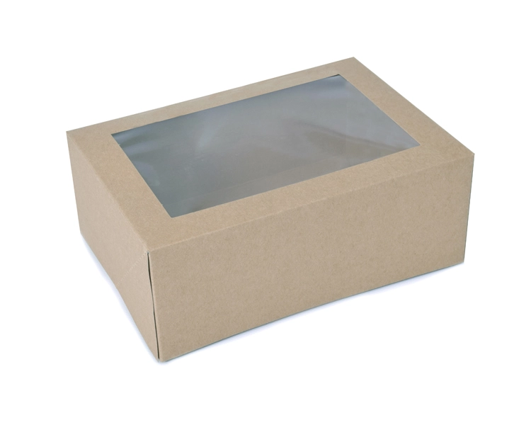 REDUCED PRICE: ECO- Line 12 cupcakebox KRAFT paper with PLA window : FSC, recycled, Compostable