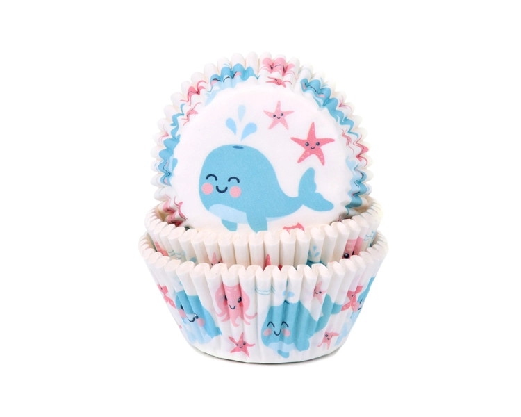 Baking cups Whale/Gender reveal 50x33mm