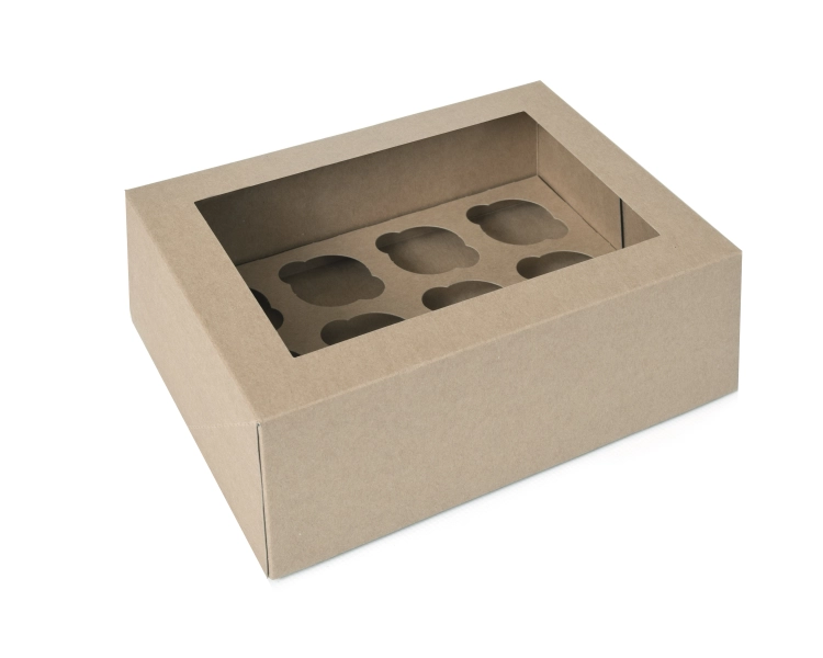 MINI 12 cupcakebox KRAFT paper- 2 pcs in retailpack