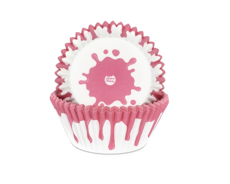 Baking cups DRIP pink 50x33mm