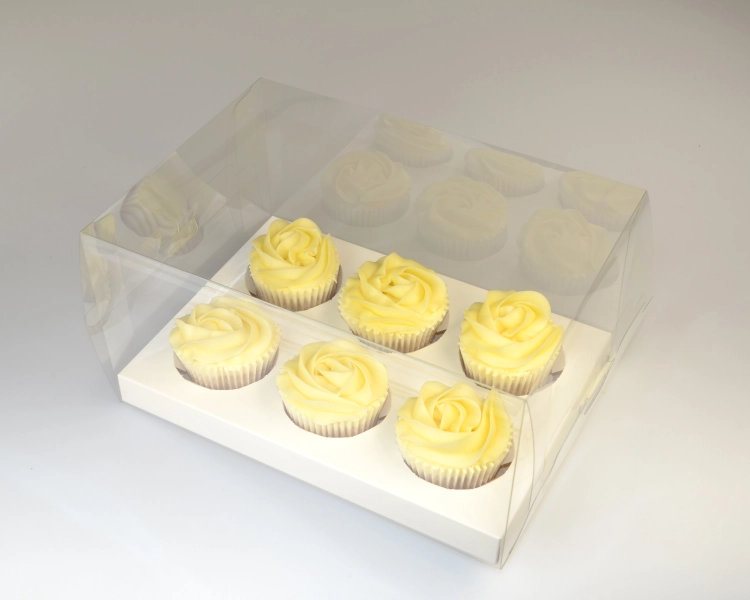 Transparante 12 cupcakedoos extra hoog 14cm