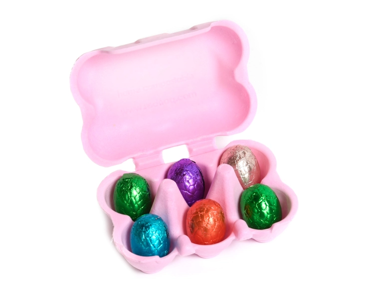 (Quail) egg cartons 6 holes PINK biobased