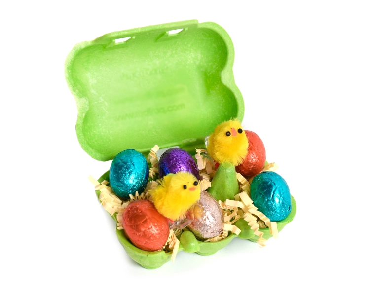 (Quail) egg cartons 6 holes GREEN biobased