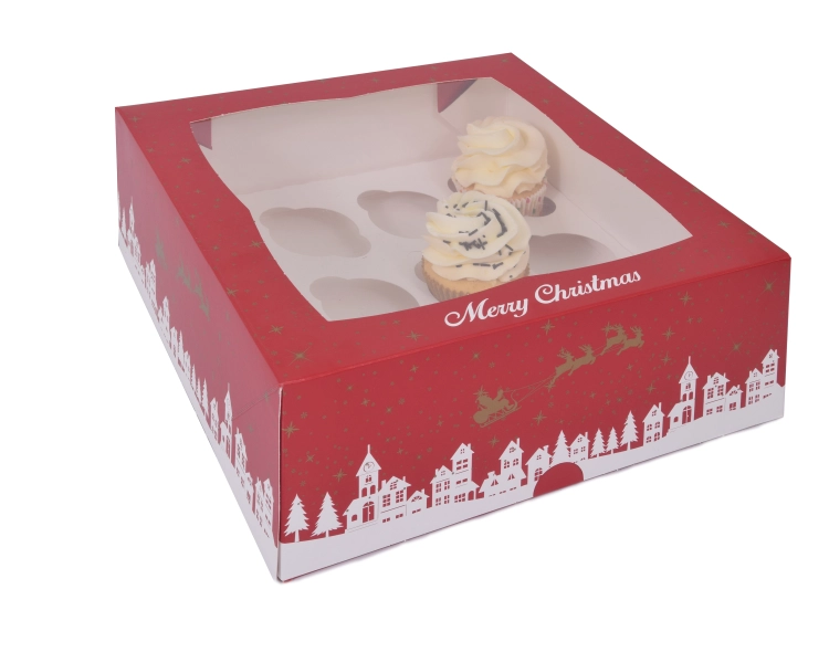 MINI 24 cupcake box Christmas WINDOW with inlays
